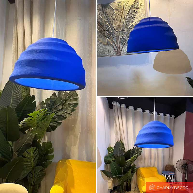 Chic Klein Blue Dome Pendant Light hanging above a dining table