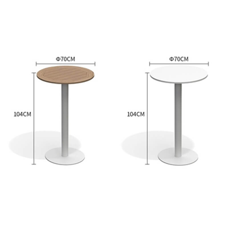 Elegant rattan high bar table set with aluminum legs in outdoor setting.