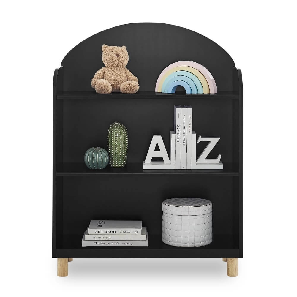 Reese Modern Kids Bookcase styled with decorative items and books, perfect for a stylish childrens room.