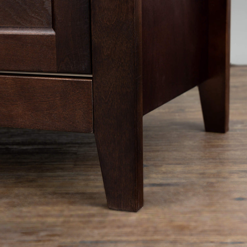 Side angle of the retro cabinet, displaying its spacious drawers and sturdy build.