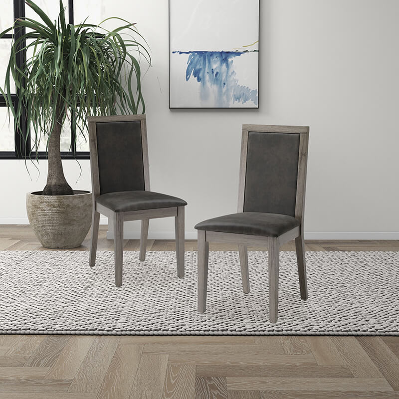 Classic Retro Gray High Back Dining Chairs - Set of 2 - Image 4