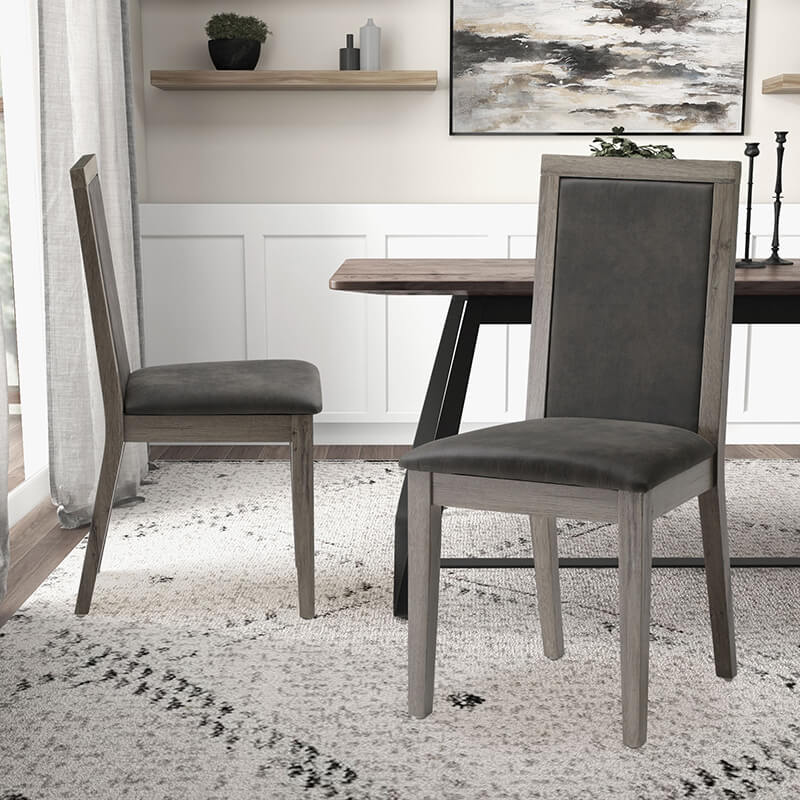 Classic Retro Gray High Back Dining Chairs - Set of 2 - Image 5