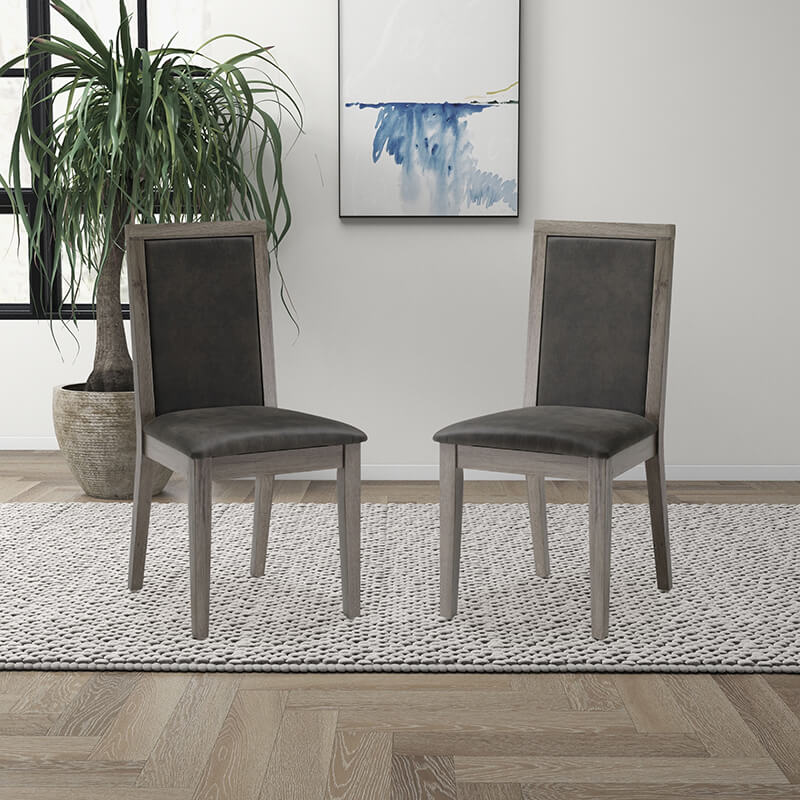 Classic Retro Gray High Back Dining Chairs - Set of 2 - Image 2