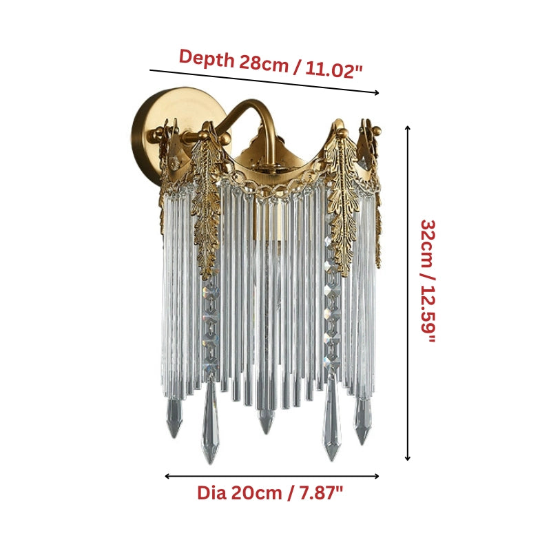 Close-up view of the glass strips on the Art Deco wall lamp, emphasizing its unique texture.