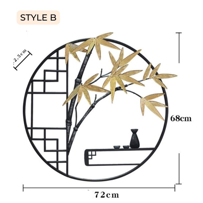 The metal tree wall art displayed in a cozy living room setting, adding a touch of sophistication.