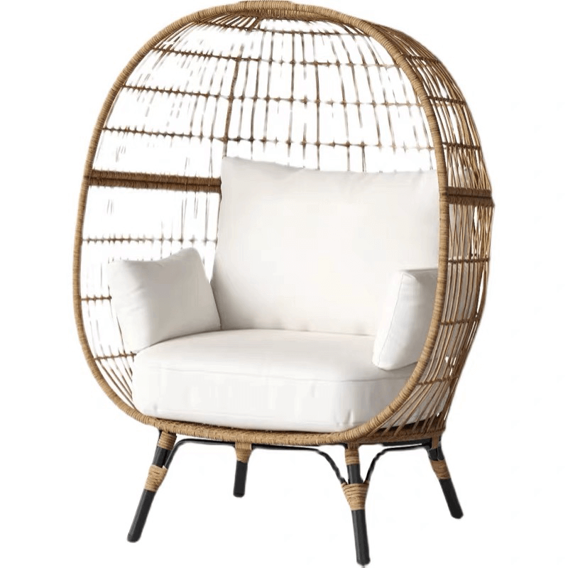 Close-up of the braided wicker design of the Retro Ventura Rattan Lounge Chair.