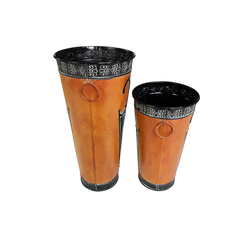 Umbrella stand set in a stylish entryway, organized with umbrellas for a tidy appearance.