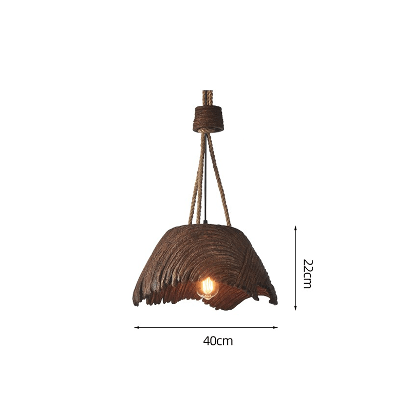 Stylish hemp rope lamp for cafes illuminating a rustic bar scene.