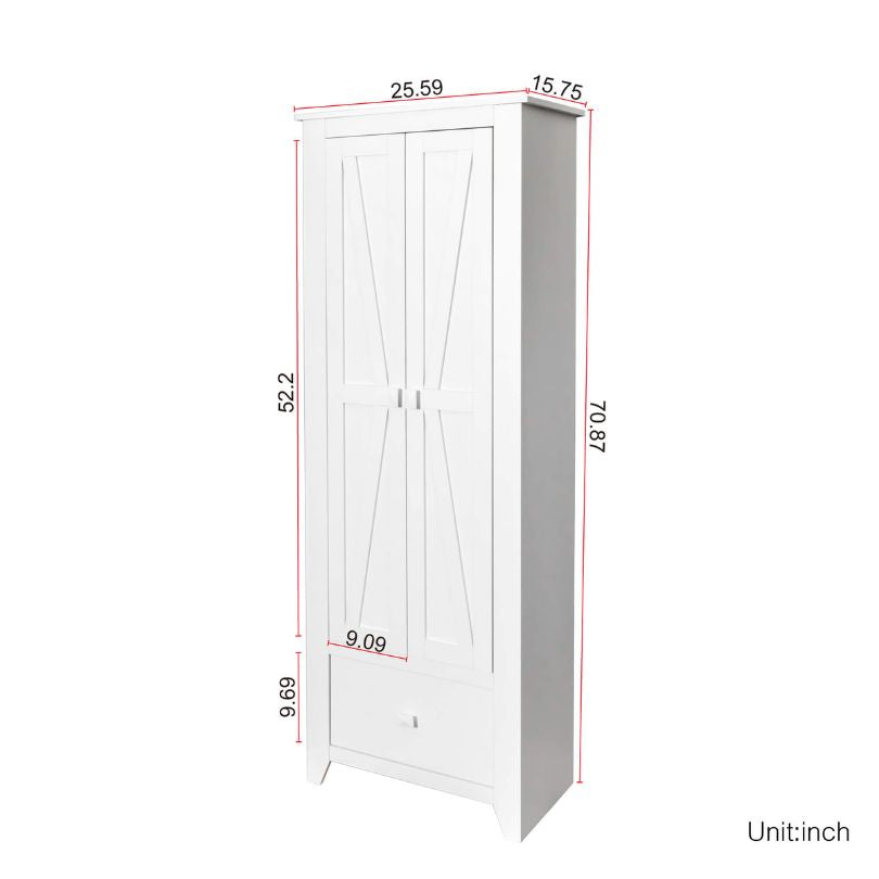 Close-up of the barn door mechanism on the storage cabinet, demonstrating functionality and charm.