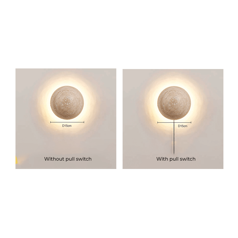 Elegant cave stone LED wall light showcasing the warm glow in a cozy living room setting.