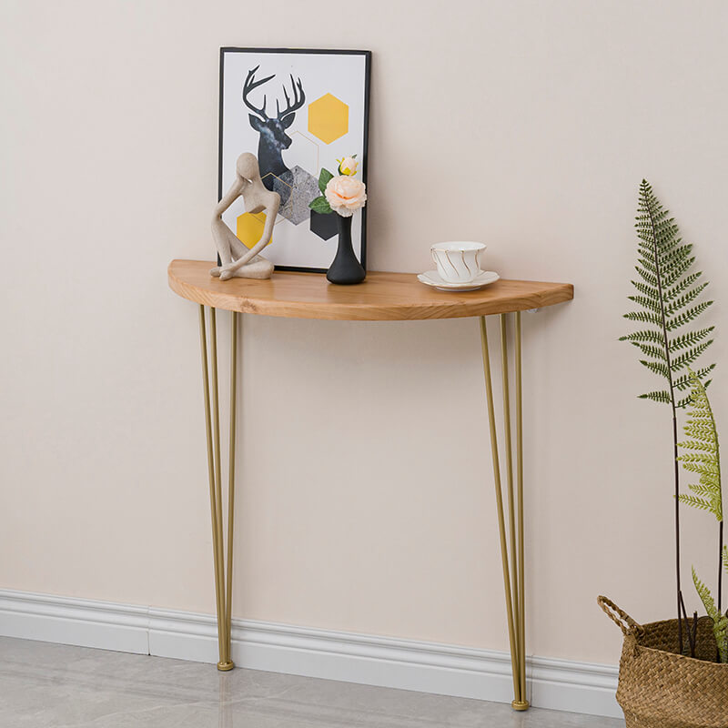Stylish living room setup featuring the semi circle console table.