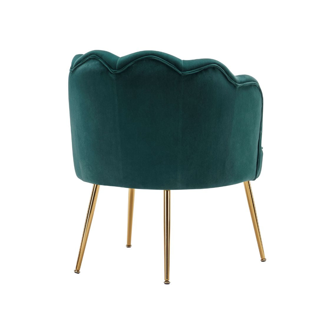 Cozy living room setup featuring the stylish dark green velvet chair.