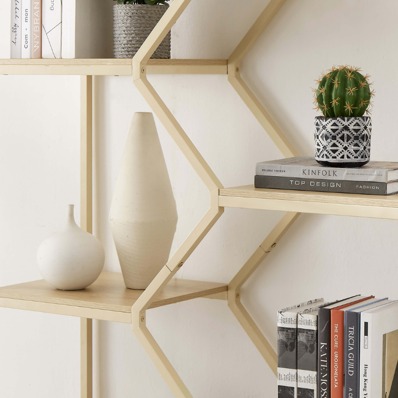 Close-up of the rattan storage cabinet, emphasizing the natural texture and adjustable shelves.