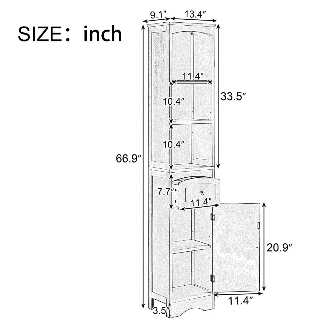 Tall green storage cabinet showcasing its elegant design and spacious drawer, perfect for home organization.