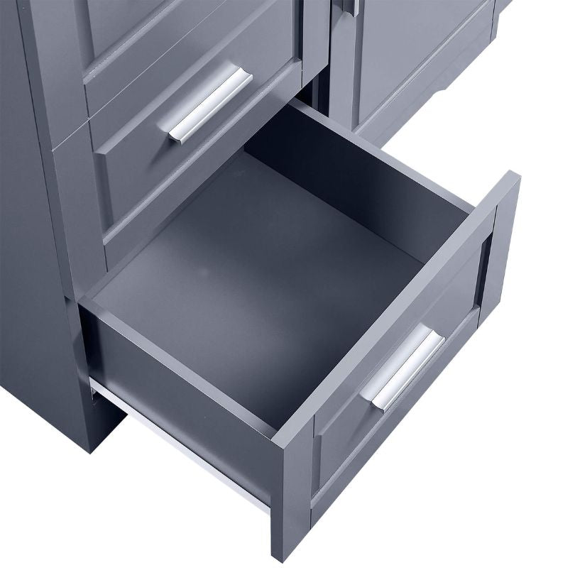 Close-up of the cabinet drawers, emphasizing the quality and functionality for home organization.