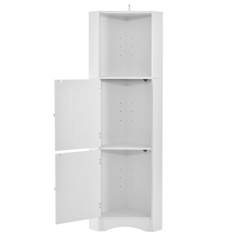 Sleek Tall White Corner Storage Cabinet for Bathrooms - Image 7