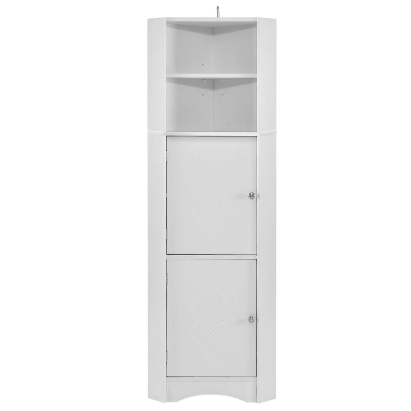Sleek Tall White Corner Storage Cabinet for Bathrooms - Image 9