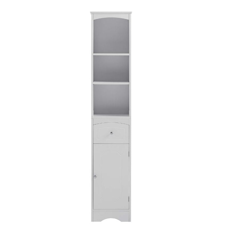 Interior shot of the bathroom cabinet drawer, featuring organized bathroom items for easy access.