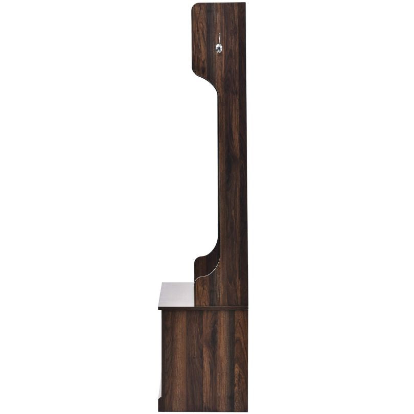 Close-up of the vintage tiger finish on the hall tree, highlighting its modern design.