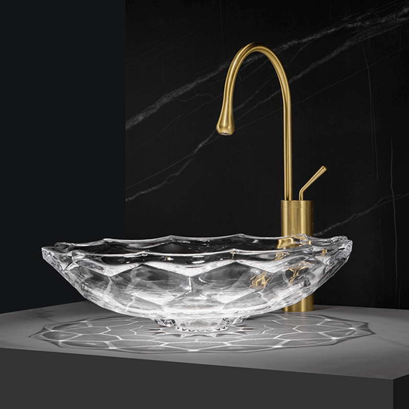 Close-up of the polished interior surface highlighting the clarity and texture of the tempered glass