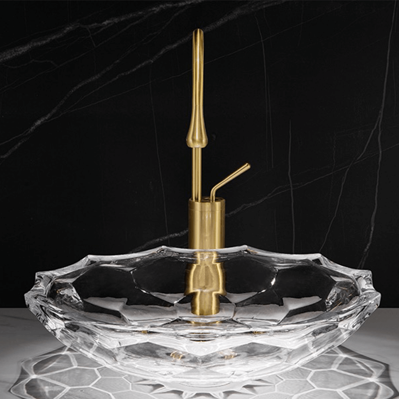 Close-up of the polished interior surface highlighting the clarity and texture of the tempered glass