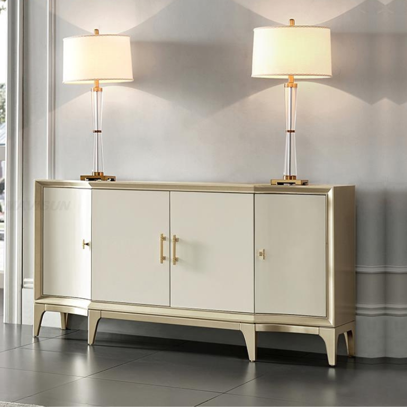 Elegant Beech Wood Sideboard Cabinet with curved maple doors