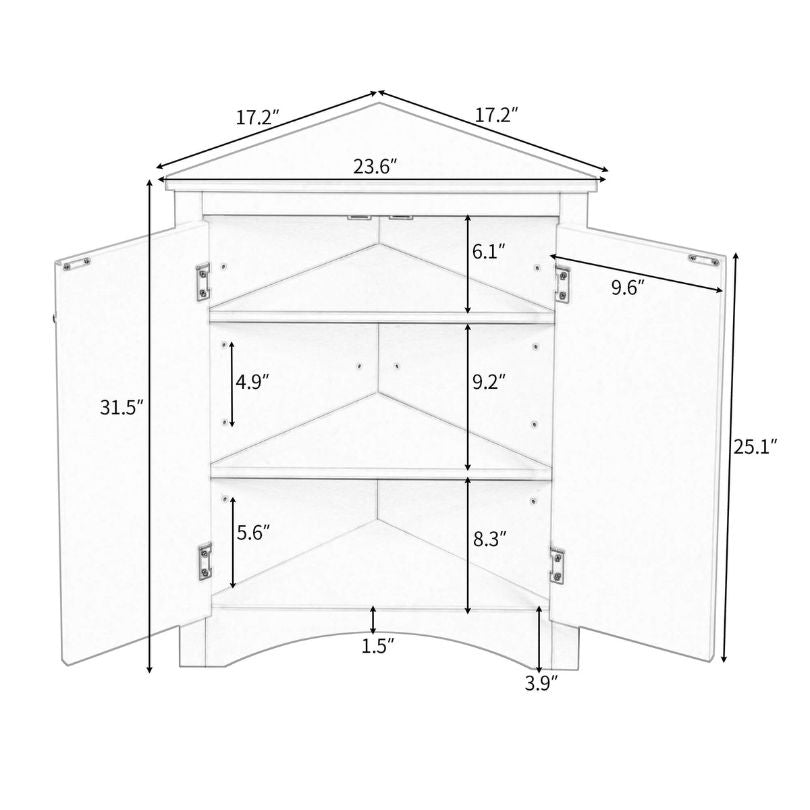 Elegant corner marble triangle bathroom cabinet showcasing its sleek design and white marble finish.