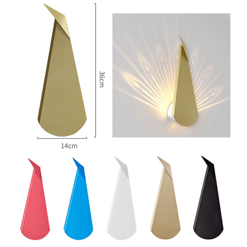 Front view of the Elegant Modern Minimalist LED Wall Lamp showcasing its peacock design.