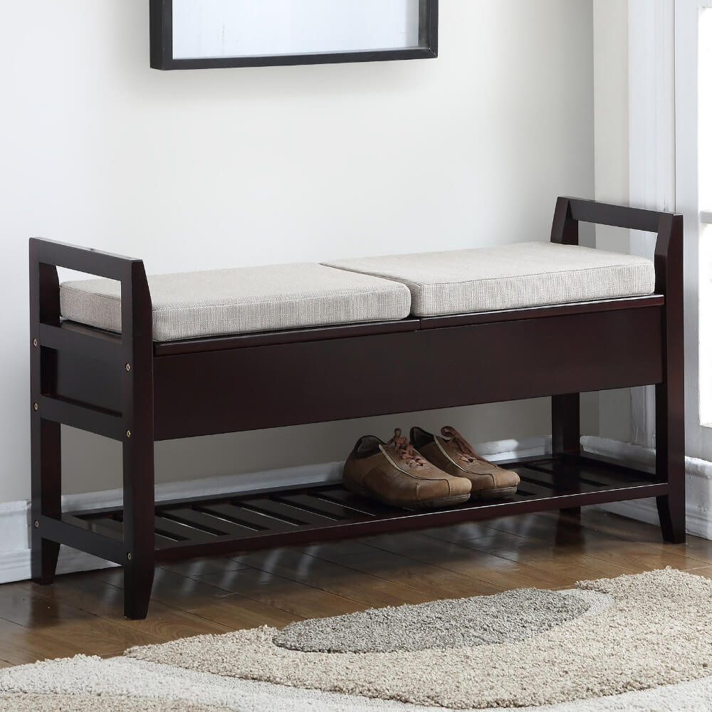 Espresso Flip-Top Shoe Storage Bench - Image 2