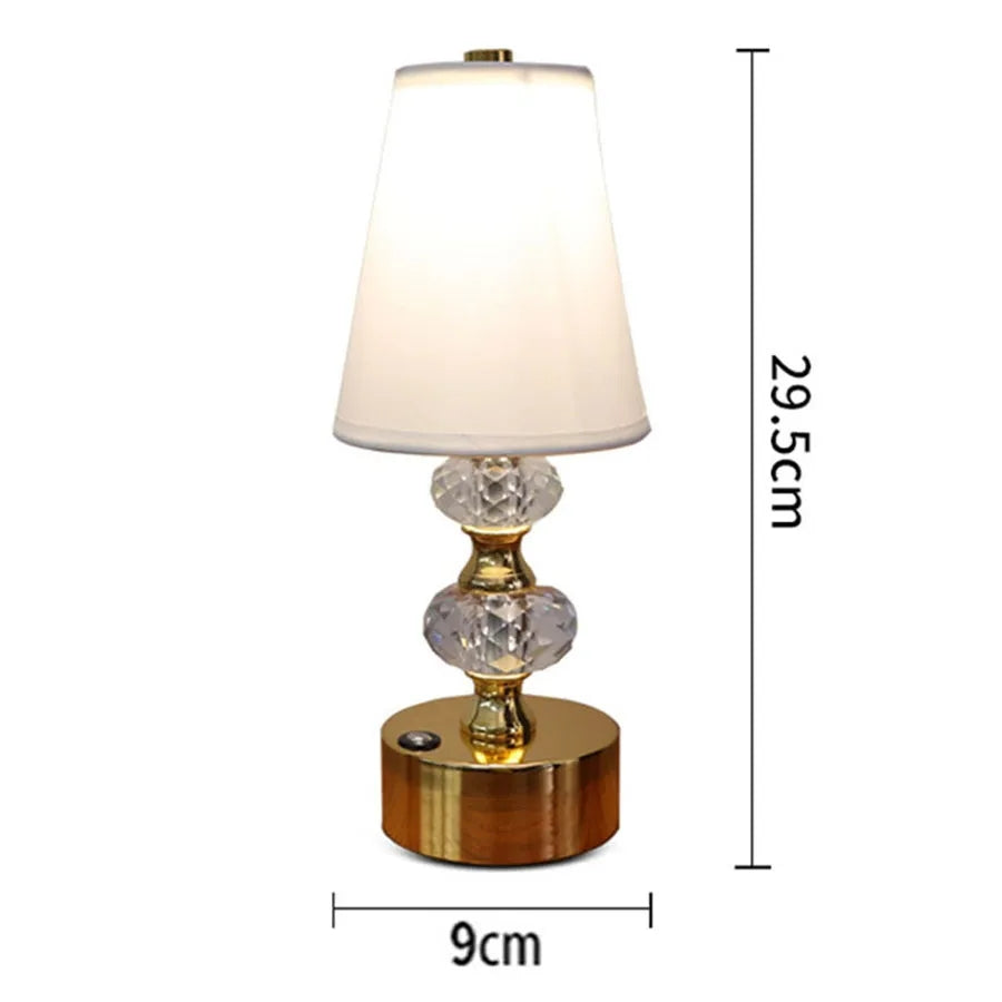 Close-up of the touch sensor feature on the Elegant Crystal LED Table Lamp