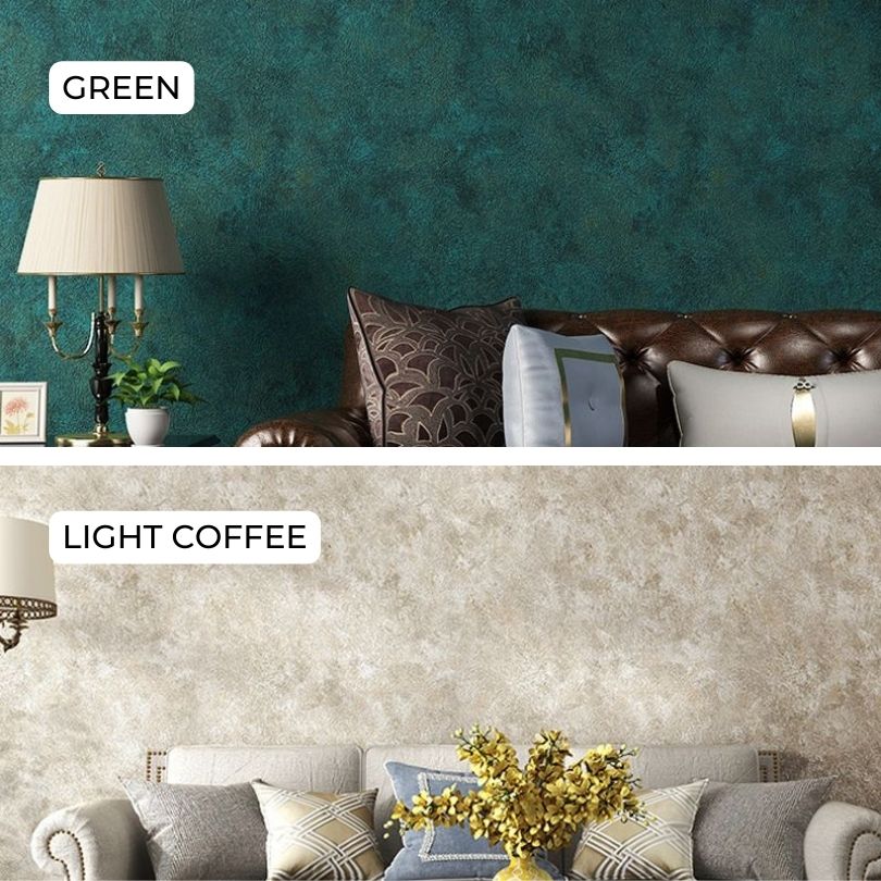 Close-up of vintage charm non-pasted wallpaper showing distressed finish