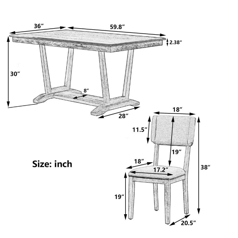 Elegant Walnut Dining Set with Trestle Table and 4 Chairs - Image 10
