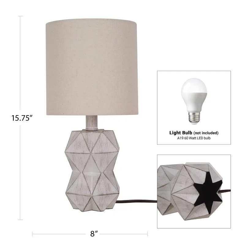 Elegant White Wash Faux Wood Table Lamp placed in a cozy living room setting.