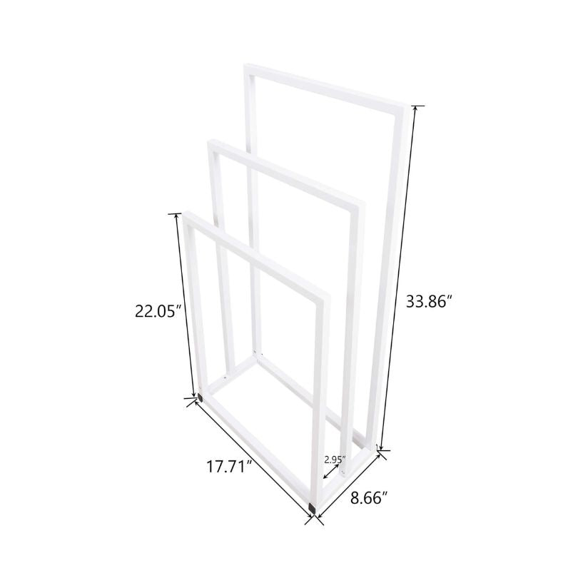 Freestanding 3-tier towel rack showcasing towels in a stylish bathroom setting.