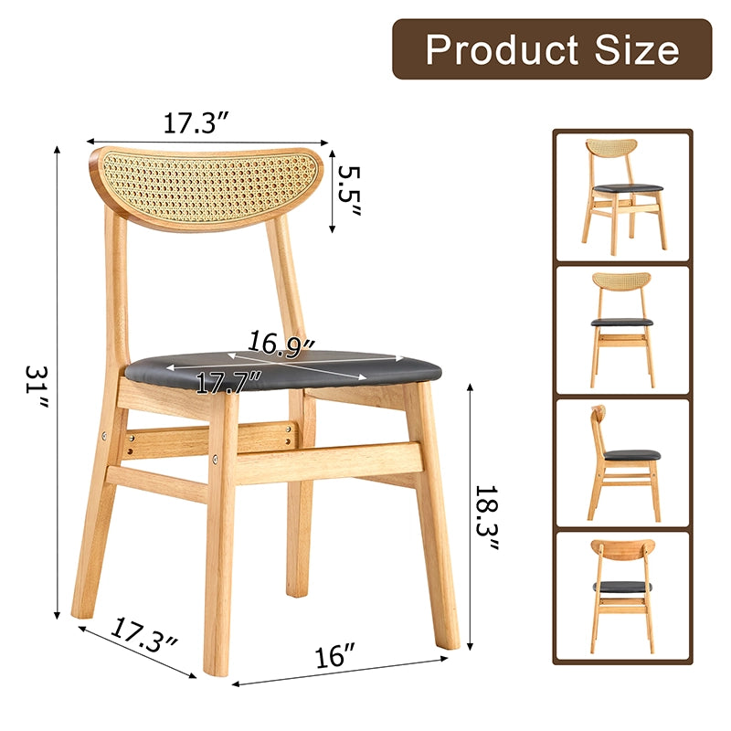 Elegant set of 4 upholstered dining chairs with curved backrest in a dining room setting.