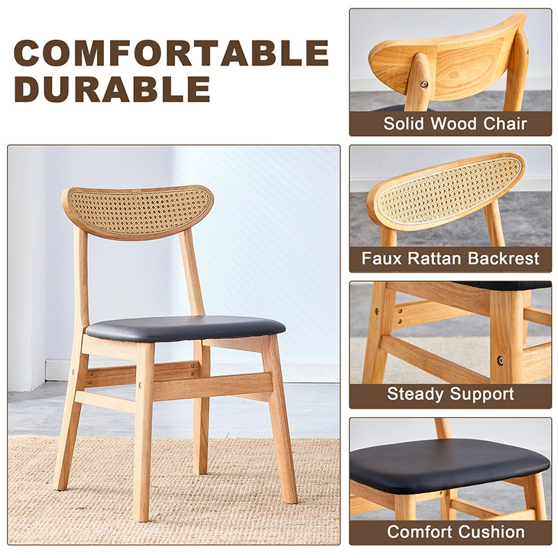 Solid wood dining chairs showcasing their modern design and sturdy build.
