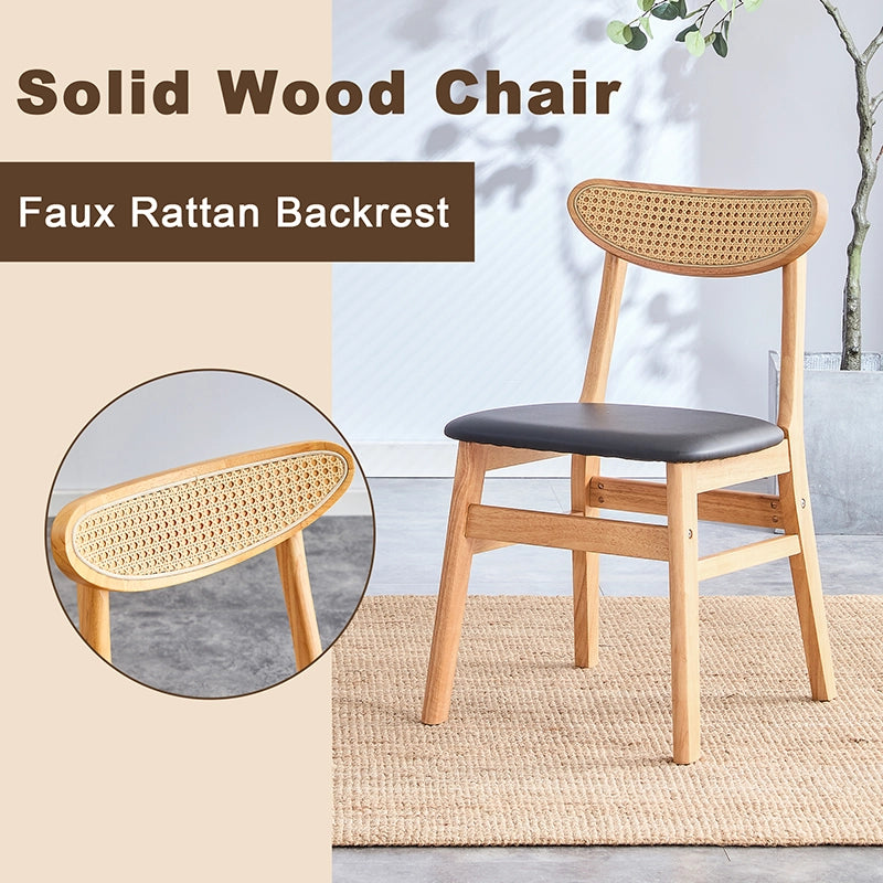 Elegant set of 4 upholstered dining chairs with curved backrest in a dining room setting.