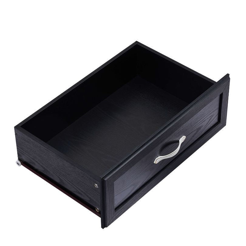 Spacious interior of the Elegant 9-Drawer Antique Wooden Double Dresser demonstrating ample storage for clothes and accessories.