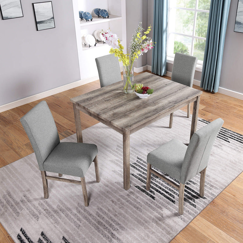 Stylish arrangement of the wooden dining set in a modern dining room