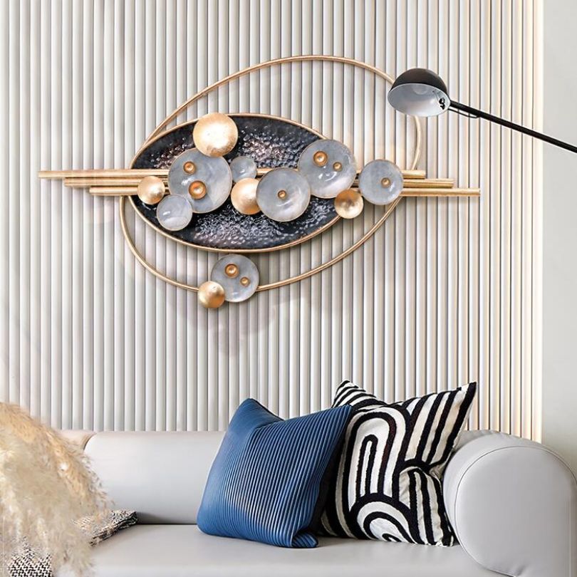 Wrought iron porch wall art displayed against a vibrant backdrop, enhancing porch decor.