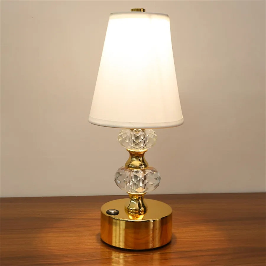 Close-up of the touch sensor feature on the Elegant Crystal LED Table Lamp