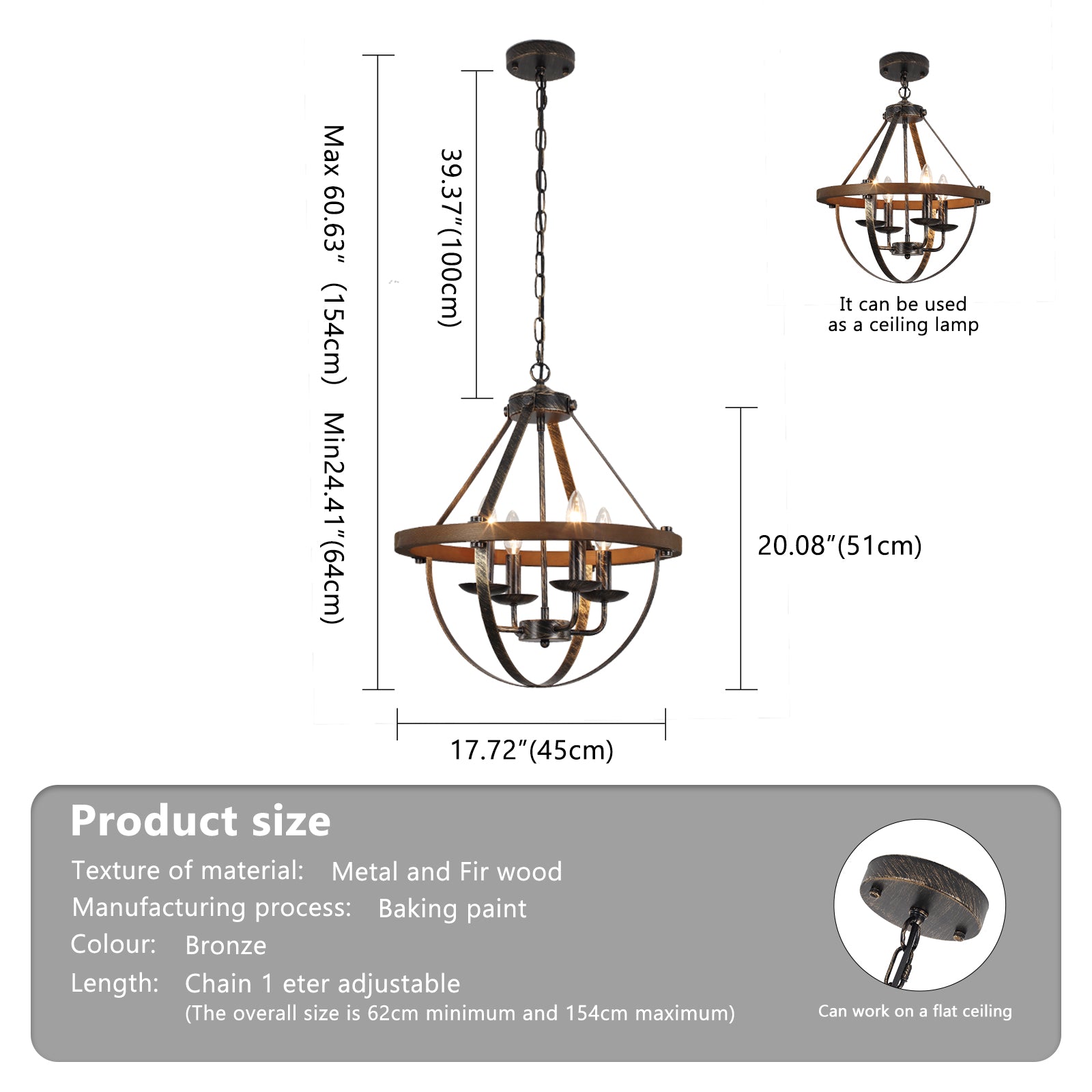 TimberGlow Lantern Pendant – Adjustable Rustic Fir Light - Image 8