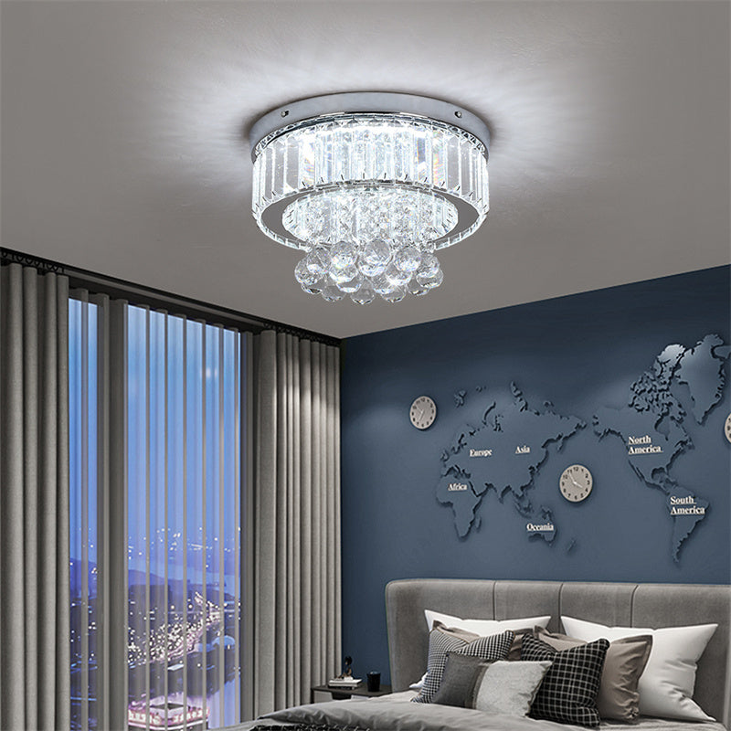 High brightness flush mount light fixture installed in a modern living room, highlighting decor.