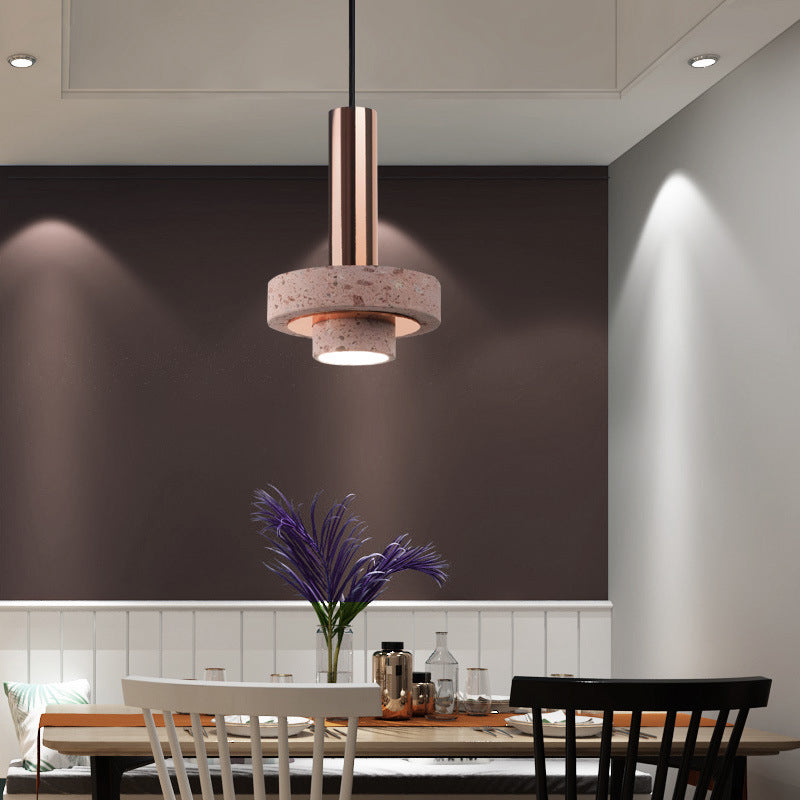 Nordic Pink Terrazzo LED Pendant Light - Image 3