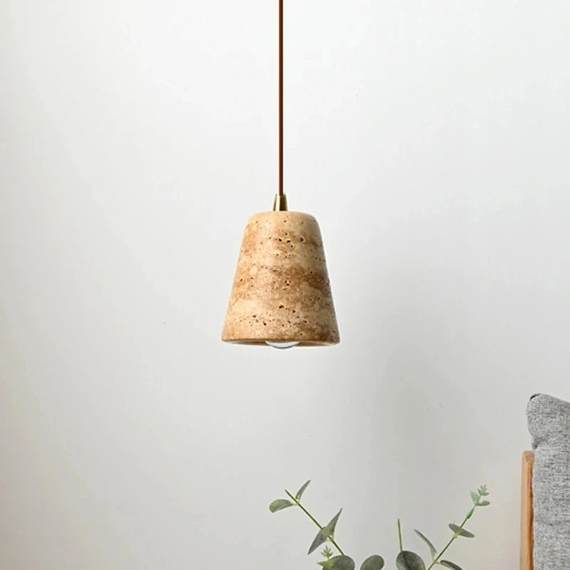Installation of Nordic Yellow Marble Pendant Light in a modern kitchen setting.