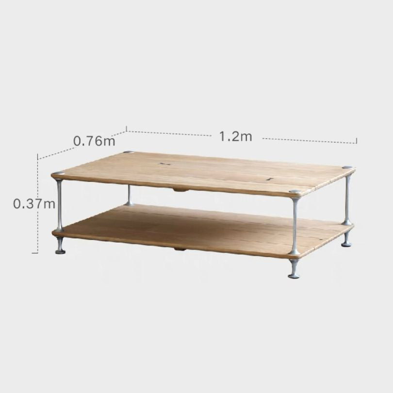 Elegant Nordic Oak Wood Two-Tier Coffee Table showcasing natural wood finish