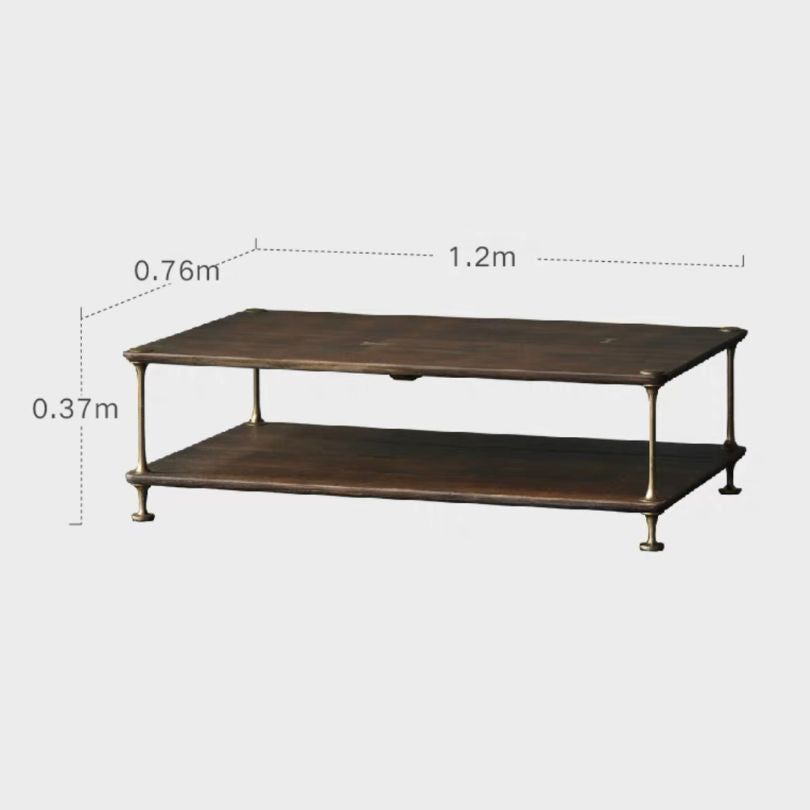 Close-up view of Nordic oak wood coffee table displaying decor and storage