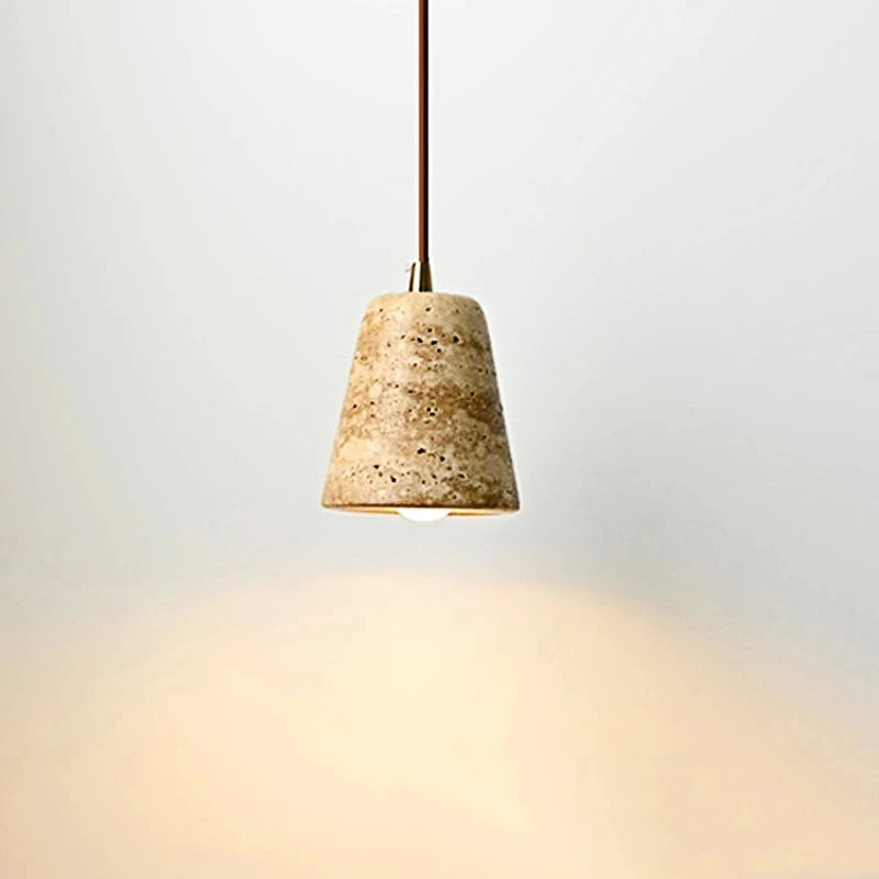Close-up view of Nordic Yellow Marble Pendant Light showcasing its unique marble texture.
