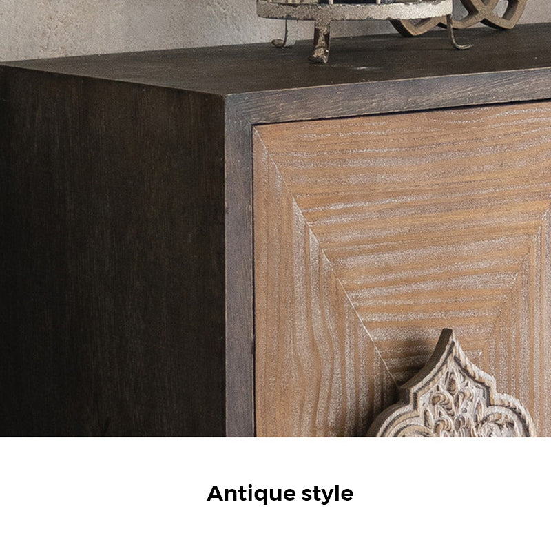 Interior storage compartments of the cheap farmhouse sideboard for dining room.