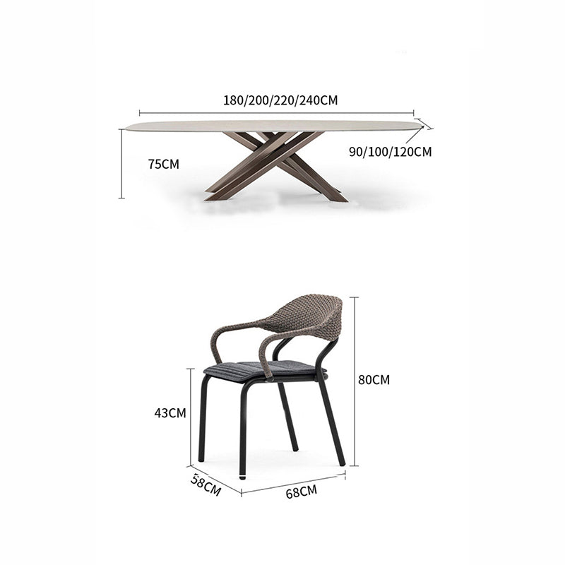 Modern Rattan Patio Dining Ensemble set with elegant design for outdoor dining
